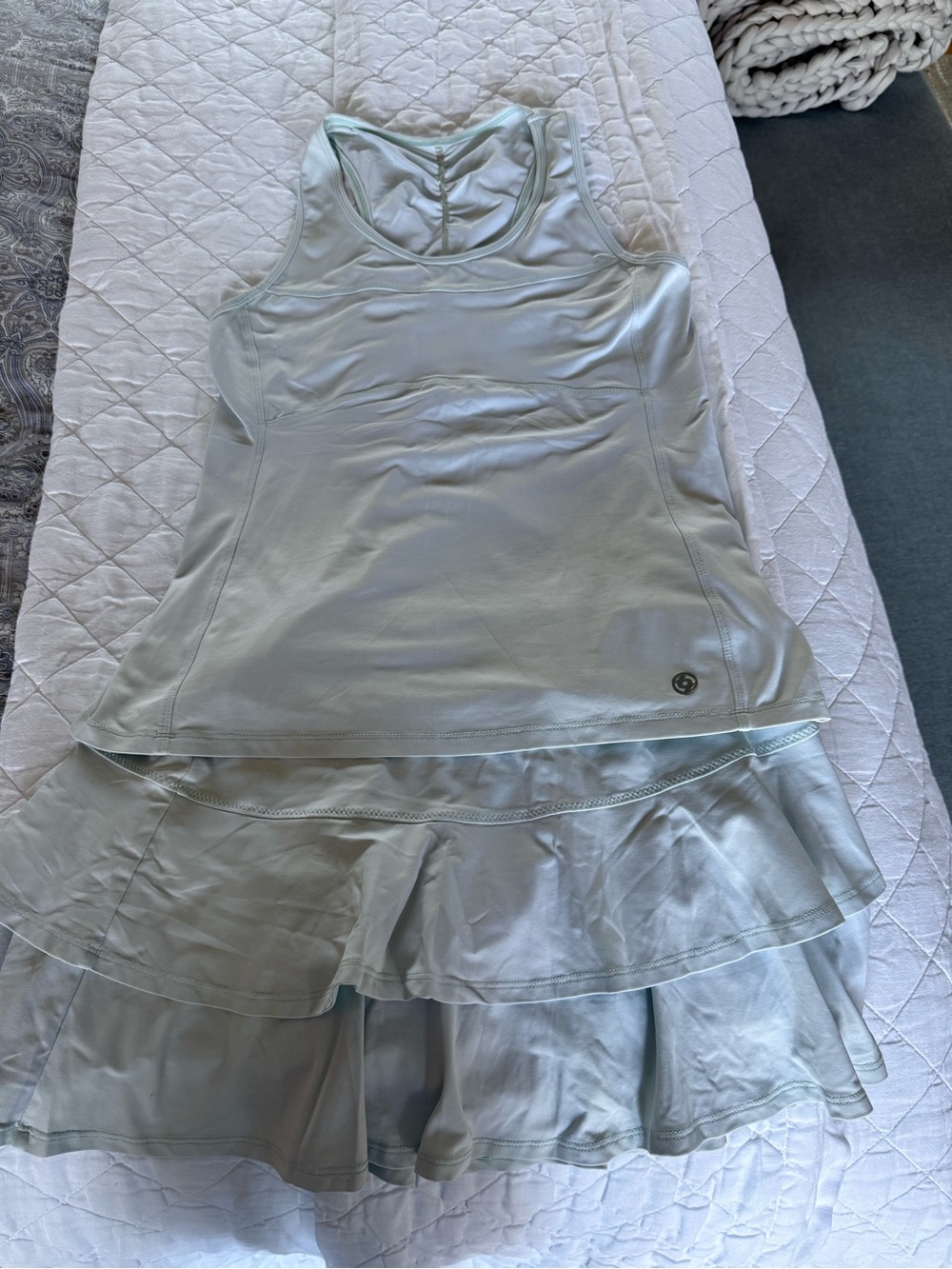 Lija Mint Green Athletic, Tennis Tank and Layered Skort Set